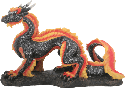 Black Flame Dragon Statue - Dragon's Luck Figurine (555x555), Png Download