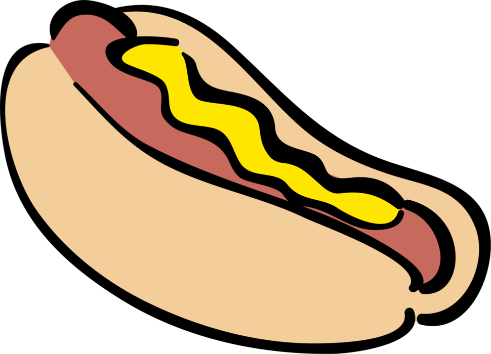 Vector Illustration Of Cooked Hot Dog Or Hotdog Frankfurter (970x700), Png Download