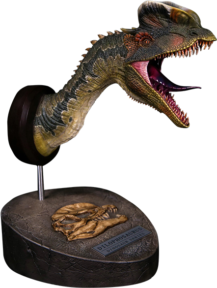 Blog Dos Brinquedos - Jurassic Park Dilophosaurus Statue (480x634), Png Download