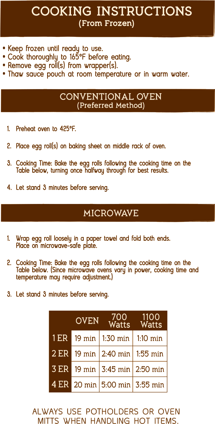 Close Cooking Instructions Nutrition Instructions - Egg Roll Cooking Directions (737x1468), Png Download