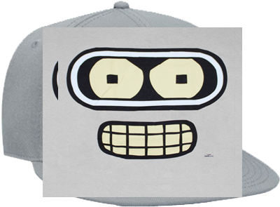Custom Heat Pressed Snapback Flat Bill Hat - Bender Face (428x400), Png Download