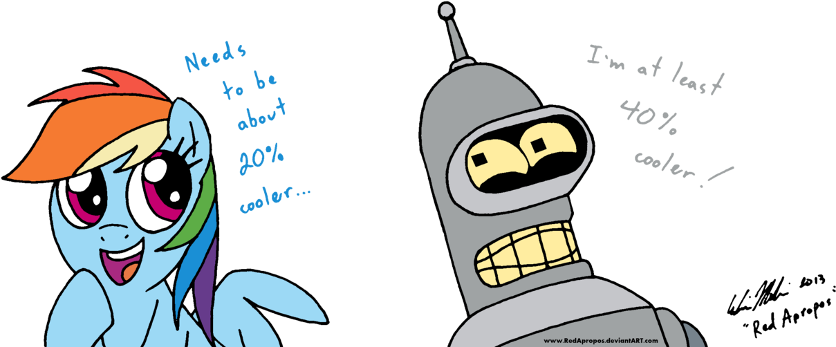 Bender Bending Rodriguez, Crossover, Futurama, Rainbow - Futurama And My Little Pony Crossover (1280x588), Png Download