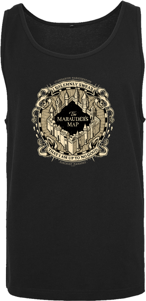 Studiom6 Marauders Map T-shirt Tanktop Men Black - Sleeveless Shirt (1044x1044), Png Download