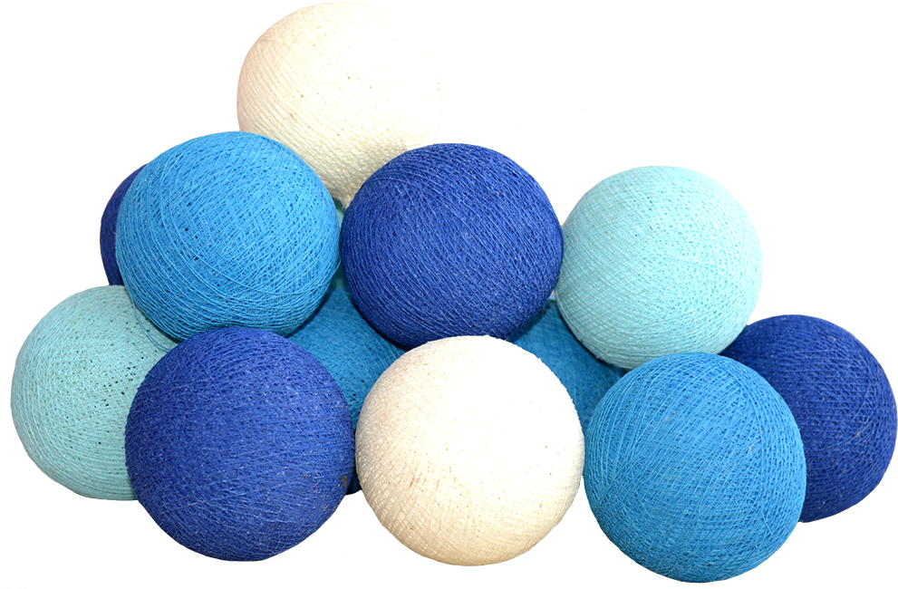 Cotton Ball Light Chain Aqua Decorative Light Chain - Blue Cotton Balls (1000x665), Png Download
