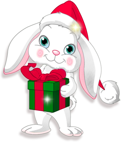 Bunny Clipart Xmas - Christmas Bunny Clip Art (470x550), Png Download