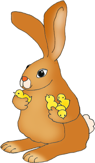 Funny Easter Bunny Clipart - Bunny Easter Chicks (398x591), Png Download