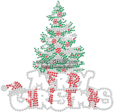 Bling Green Christmas Pine Tree Rhinestone Design - Christmas Tree (450x450), Png Download