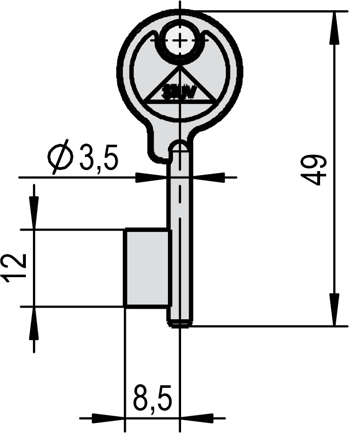 Key Blank, Stamp Stuv, Length 49 Mm - Diagram (688x853), Png Download
