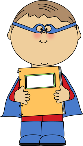 Kids Clipart Notepad Free - Superhero At School Clipart (287x500), Png Download
