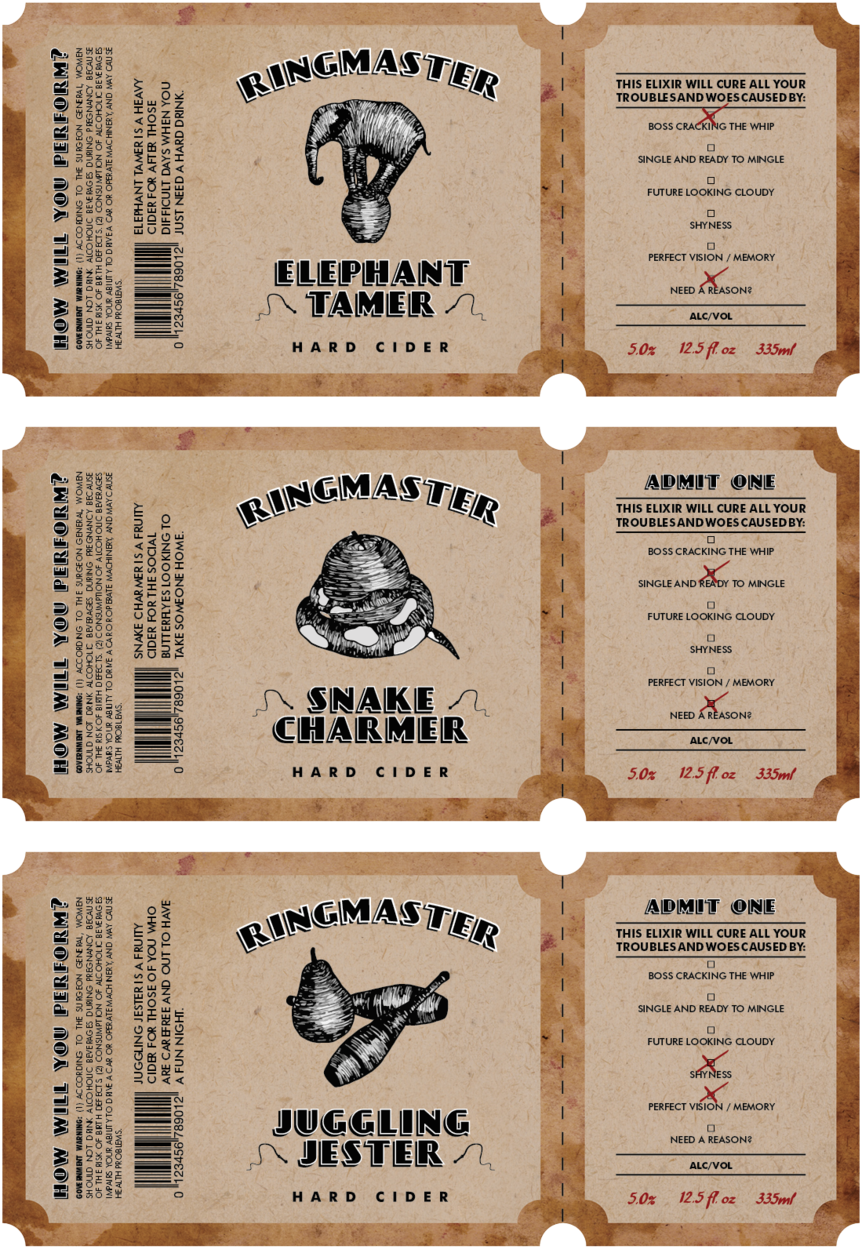Ringmaster Cider Label X3 (1000x1294), Png Download