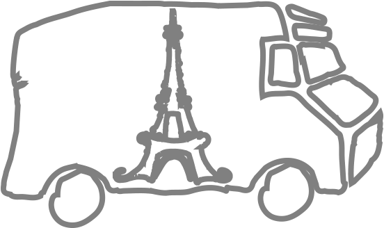 Bonjour Creperie Food Truck Gray Draw - Logo (552x328), Png Download