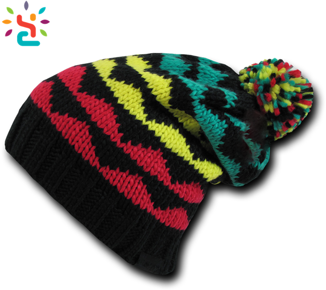 Jamaica Knitted Rasta Hat,striped Crochet Patterns - Cuglog K2 Slouch Beanies Beany For Men Women Pom Pom (700x700), Png Download
