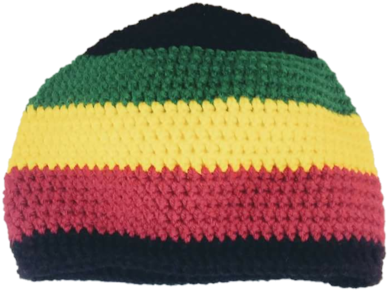 Crochet Hat In Black/rasta Stripe Acrylic - Beanie (400x400), Png Download