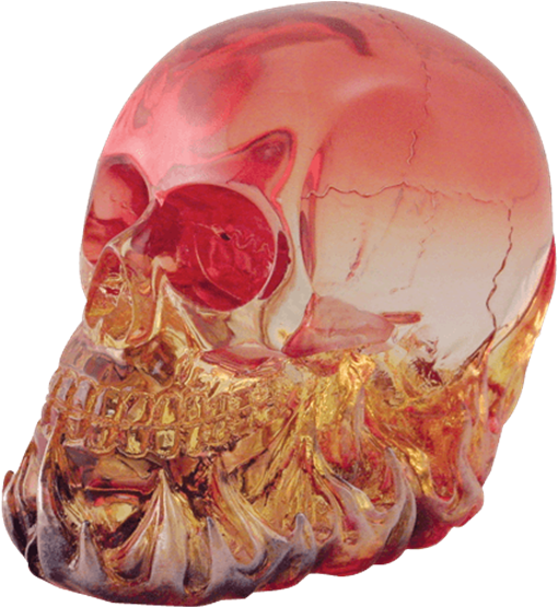 Clear Skull On Fire Statue - Skull (555x555), Png Download