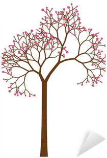 Spring Tree With Cherry Blossom, Vector Sticker • Pixers® - Winter Tree With Birds Shower Curtain (400x400), Png Download