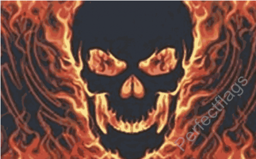 Skull With Fire Flag - 5ft X 3ft Skull With Fire Flag (500x500), Png Download