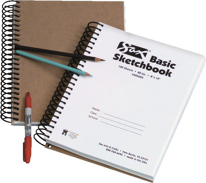 Sax Basic Spiral Binding Sketchbook, 80 Lb, 8 X 10 - Sketchbook Basic Large Spiral Black (749x670), Png Download