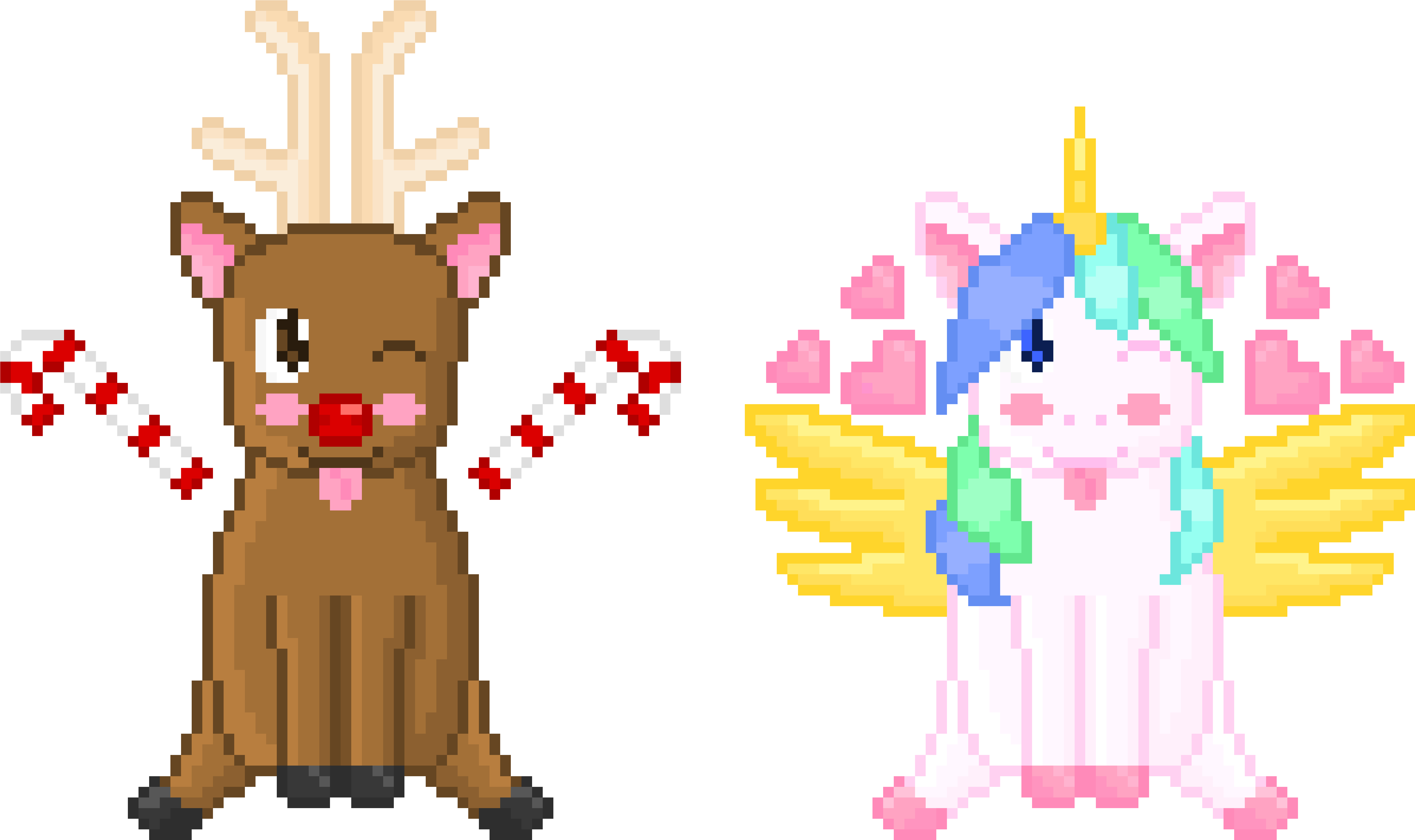 Kawaii Reindeer And Unicorn - Portable Network Graphics (7900x5000), Png Download