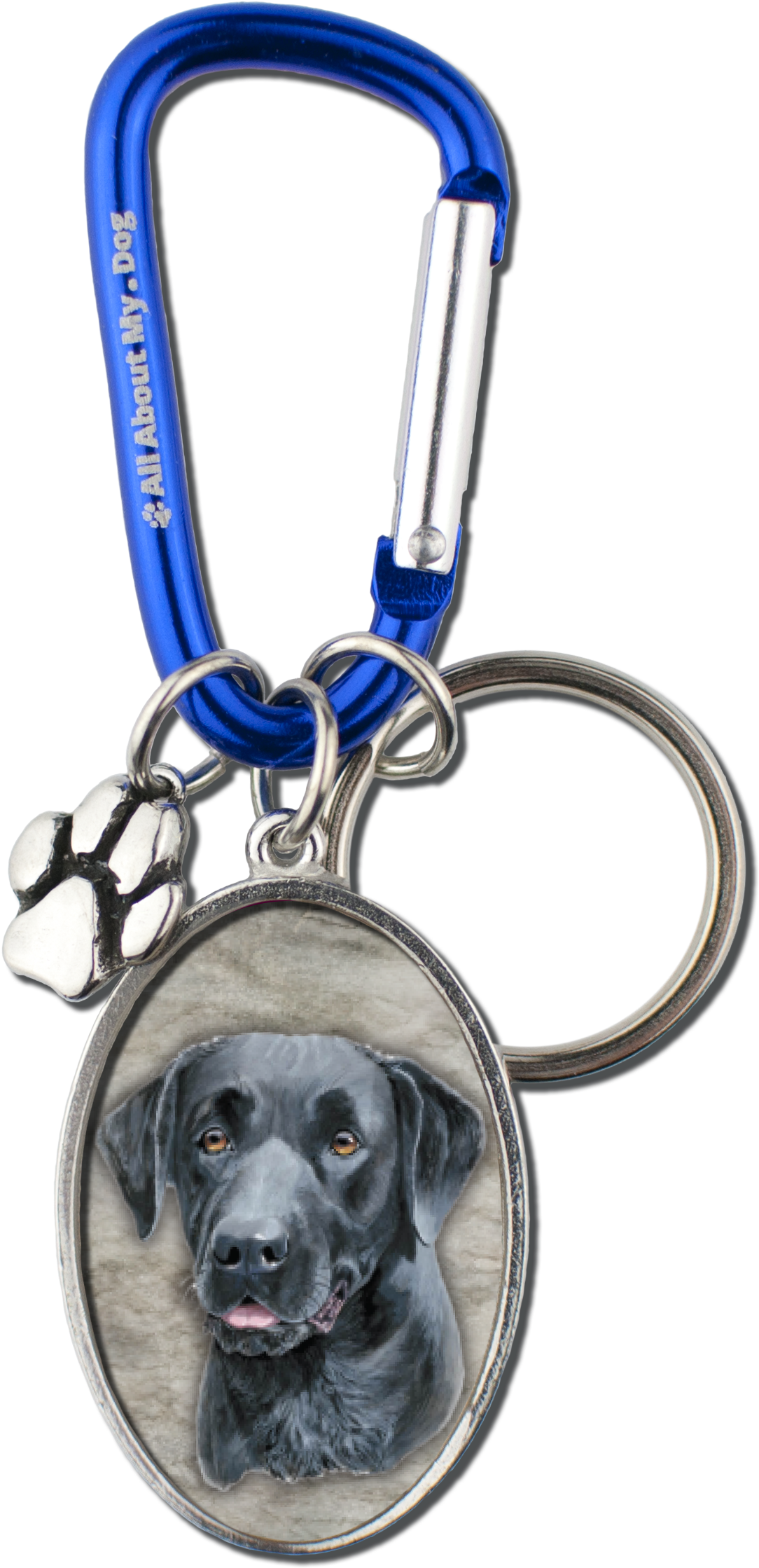 Black Lab Cameo Carabiner Keychain - Keychain (1446x2657), Png Download