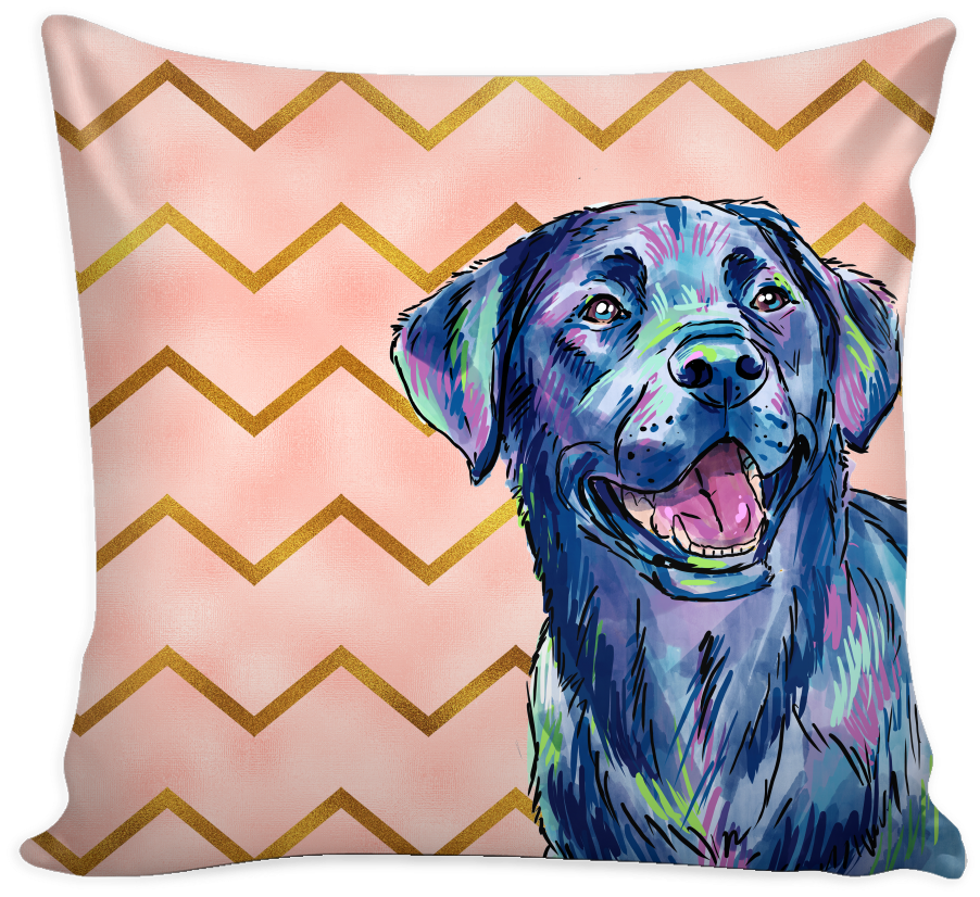 Glam Black Lab Pillow Cover - Labrador Retriever (1024x1024), Png Download