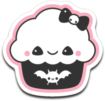 Kawaii Bat Cake Vinyl Stickers - Cute Cupcakes Sticker (480x365), Png Download