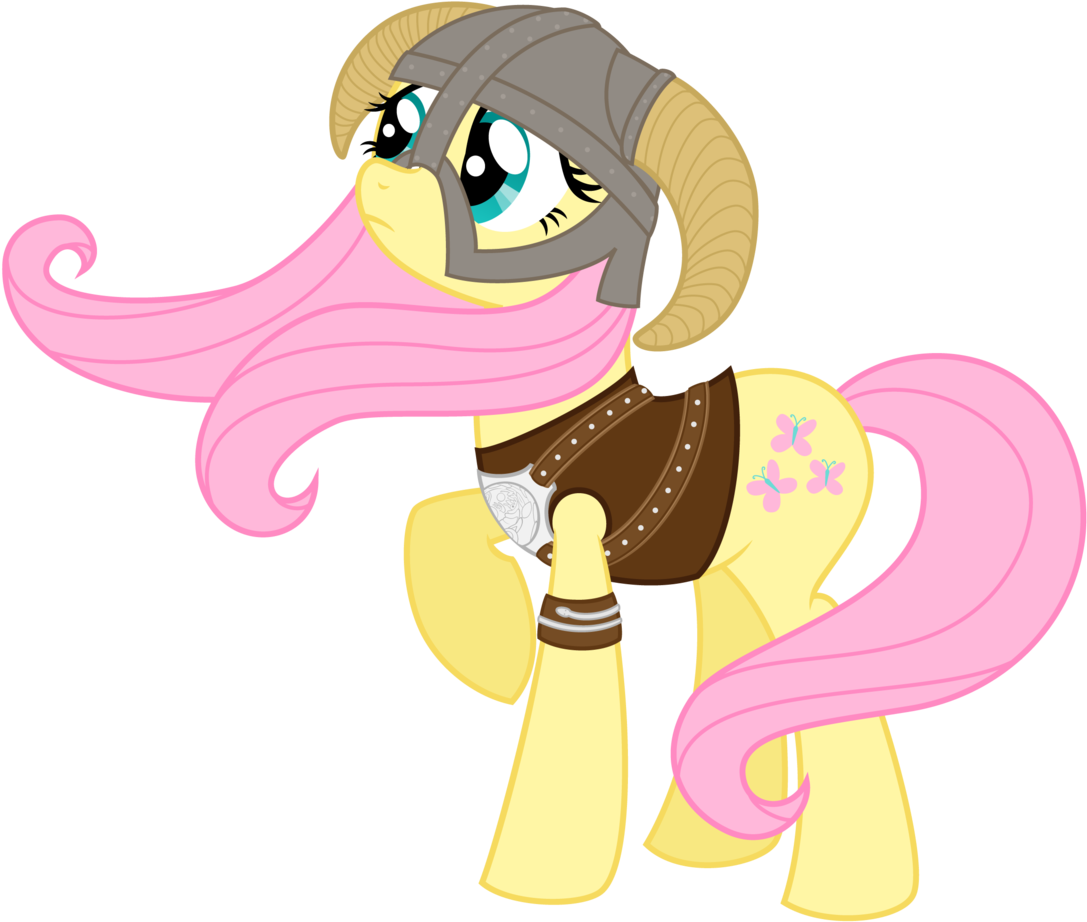 Nianara, Dovahshy, Fluttershy, Helmet, Safe, Skyrim, - Mlp Pokemon (1185x1024), Png Download