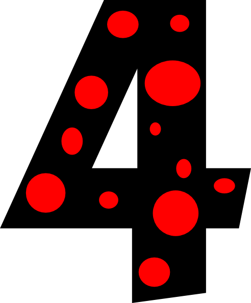 Red Dot Number 4 Clipart - Clip Art Number 4 (492x594), Png Download