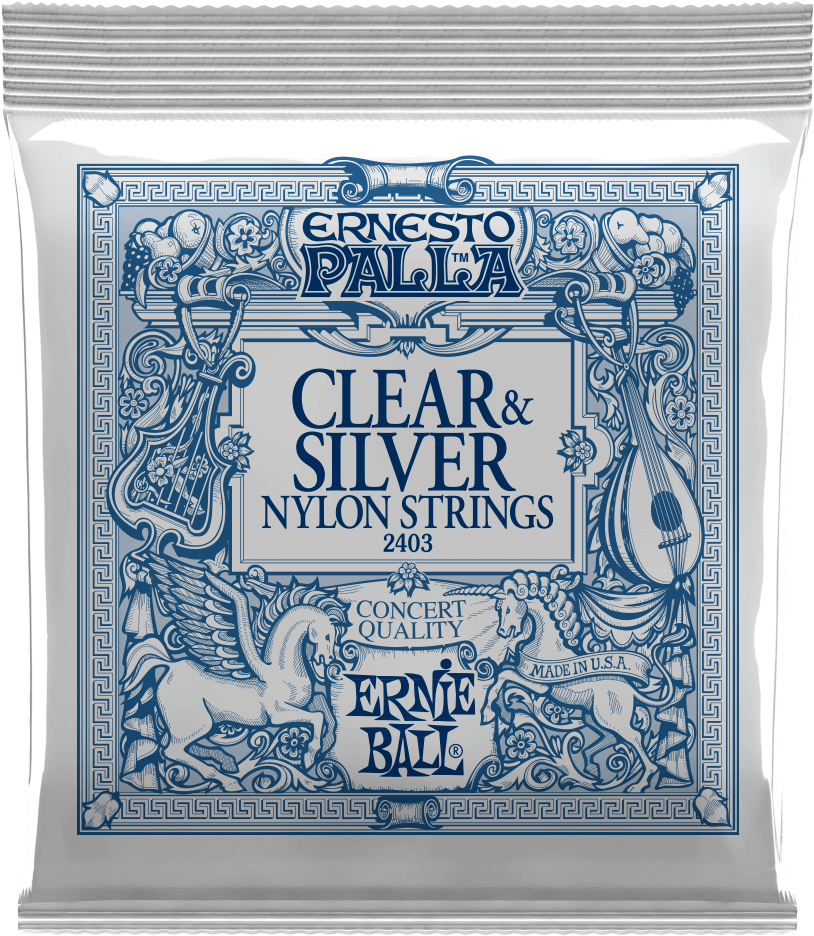 Ernesto Palla Clear & Silver Nylon Classical Guitar - Ernie Ball 2403 Ernesto Palla Nylon Clear (1000x1000), Png Download