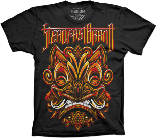 Steadfast Brand Tiki Mask T-shirt - T Shirt (600x542), Png Download