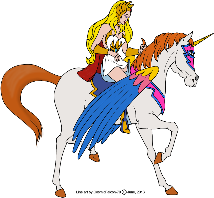 She Ra And Swifty Colored - She Ra And Swiftwind (900x850), Png Download