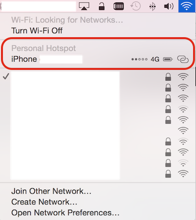 Wifi Menu With Available Iphone Hotspot - Wireless Access Point (400x450), Png Download