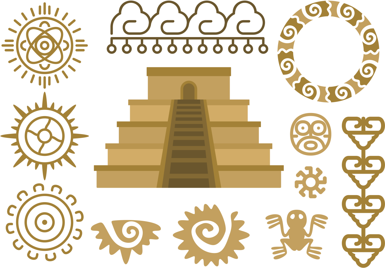 Maya Piramide Relief Vector - Piramide Vector (700x490), Png Download