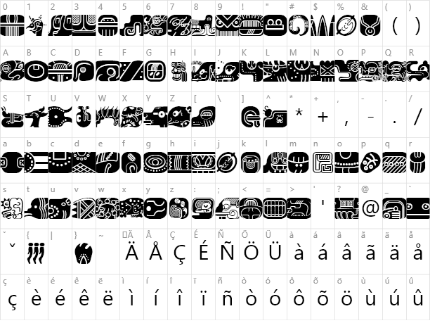 Dingbats Mayan Glyphs Example Mayan Glyphs Character - Mayan Font (612x459), Png Download