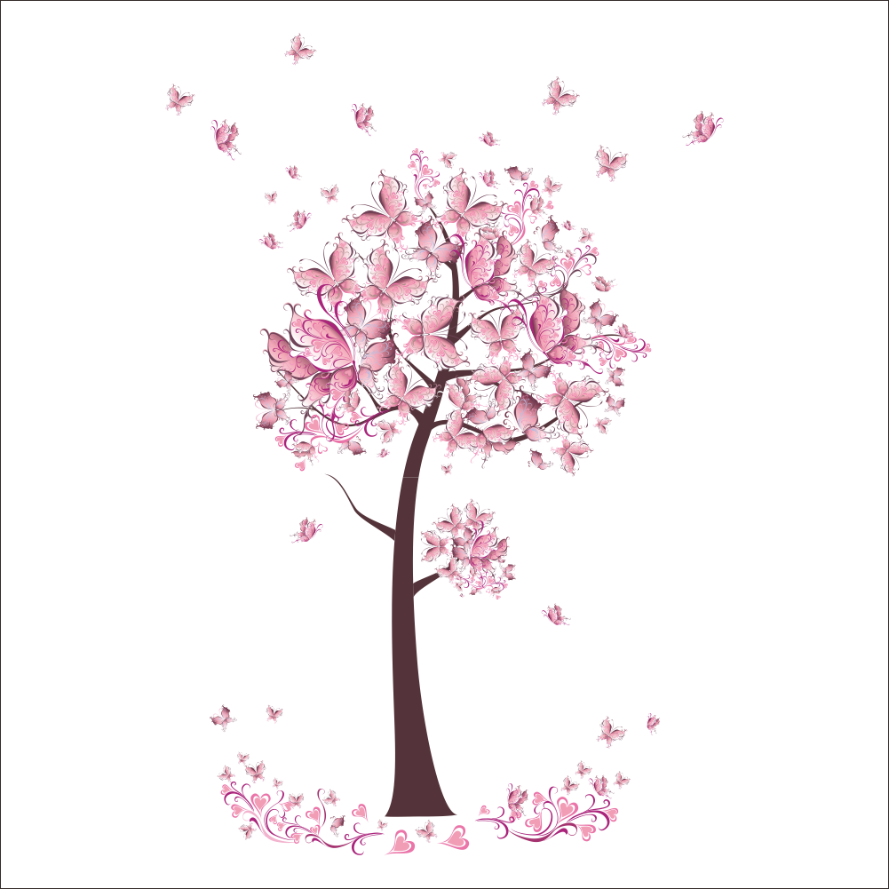 Tree Decal - Flower And Girl Wall Stickers (1001x1001), Png Download