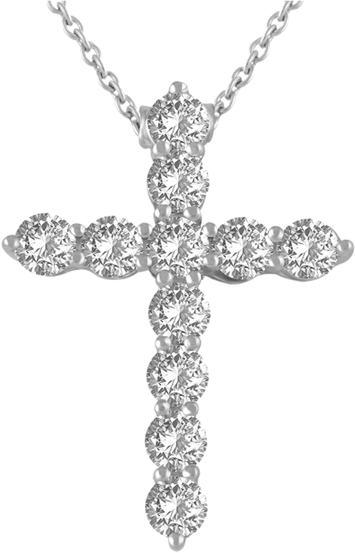 1 Crt Diamond Cross Necklace (900x900), Png Download