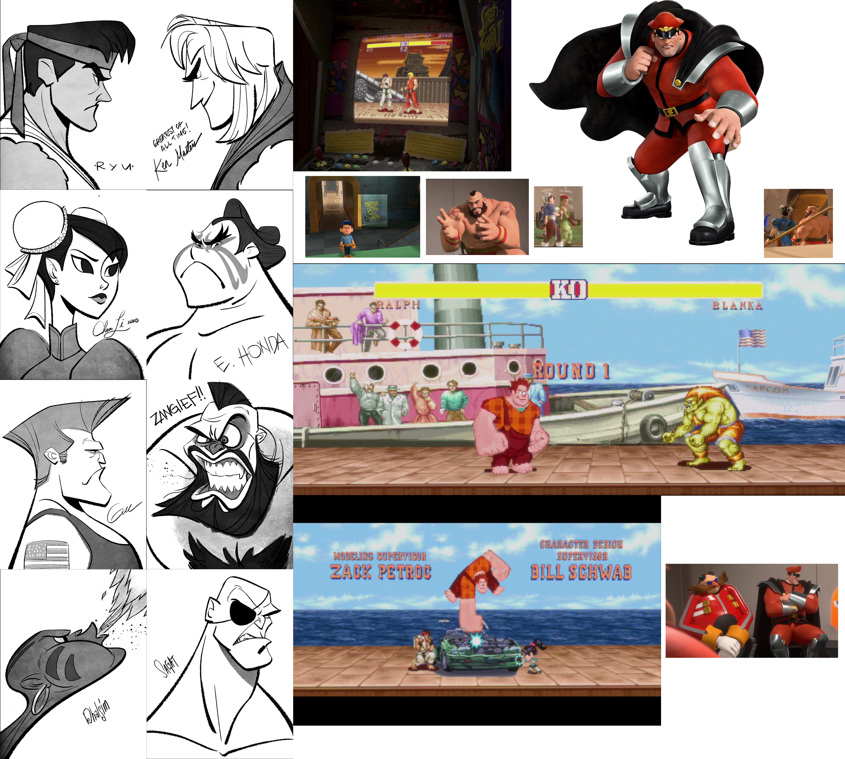 Wreck It Ralph Cameos - Wreck It Ralph Street Fighter Cameos (2940x2640), Png Download