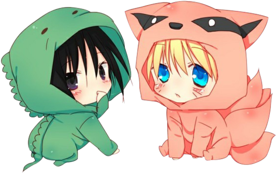 Naruto Sticker - Kawaii Naruto And Sasuke (580x364), Png Download