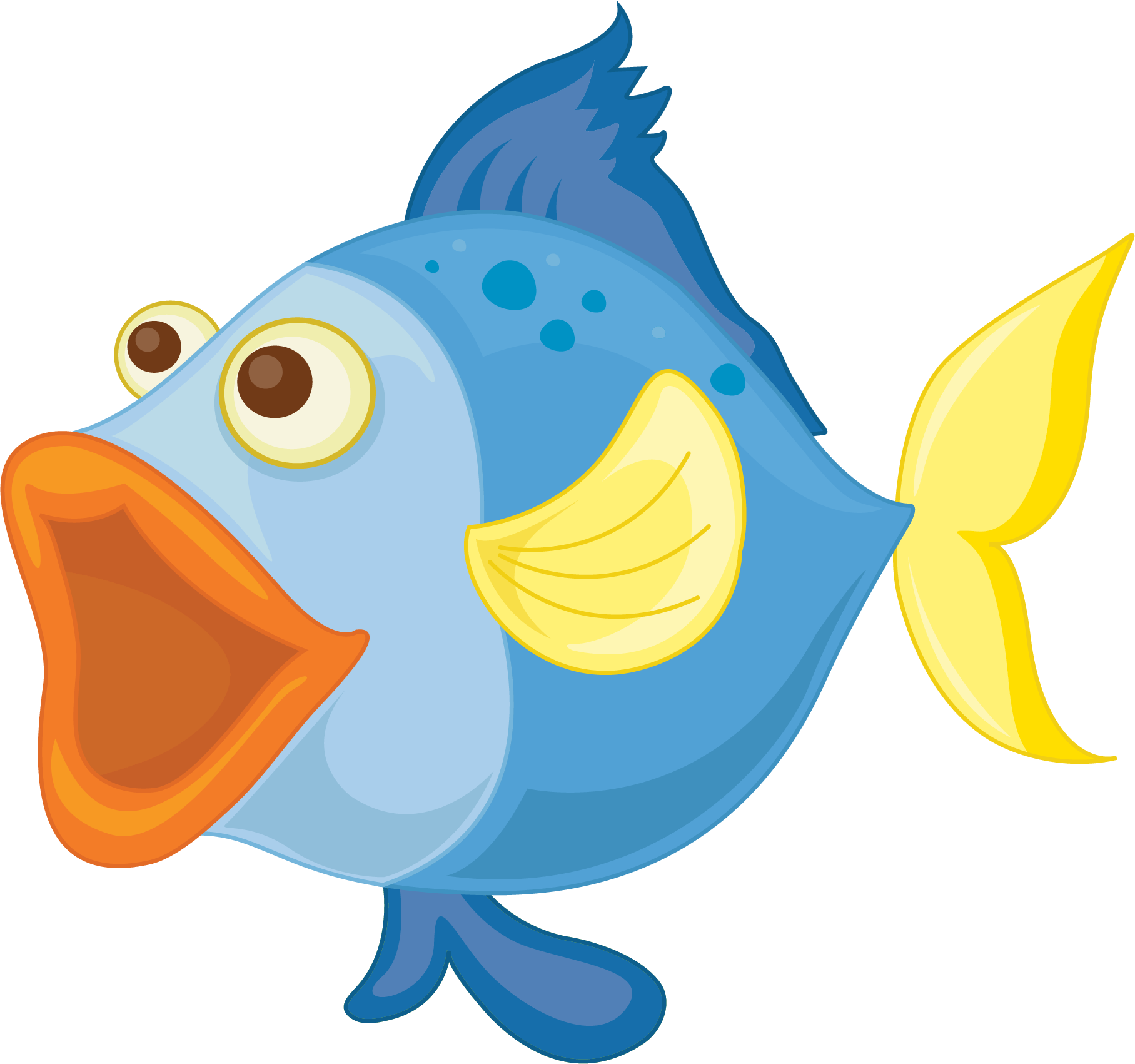深蓝色大嘴鱼- Blue Fish Drawing - Fish Lips Cartoon (1815x1701), Png Download