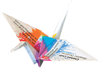 Origami Crane With Chelsea Ciolli Logo And Contact - Information (748x248), Png Download