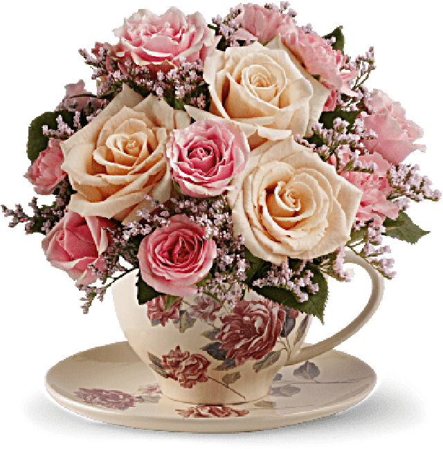 More Views - Teleflora's Victorian Teacup Bouquet - Flowers (800x800), Png Download