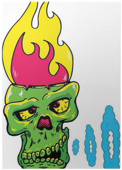 Skull With A Flaming Head Vector Illustration Poster - Illustration (400x400), Png Download