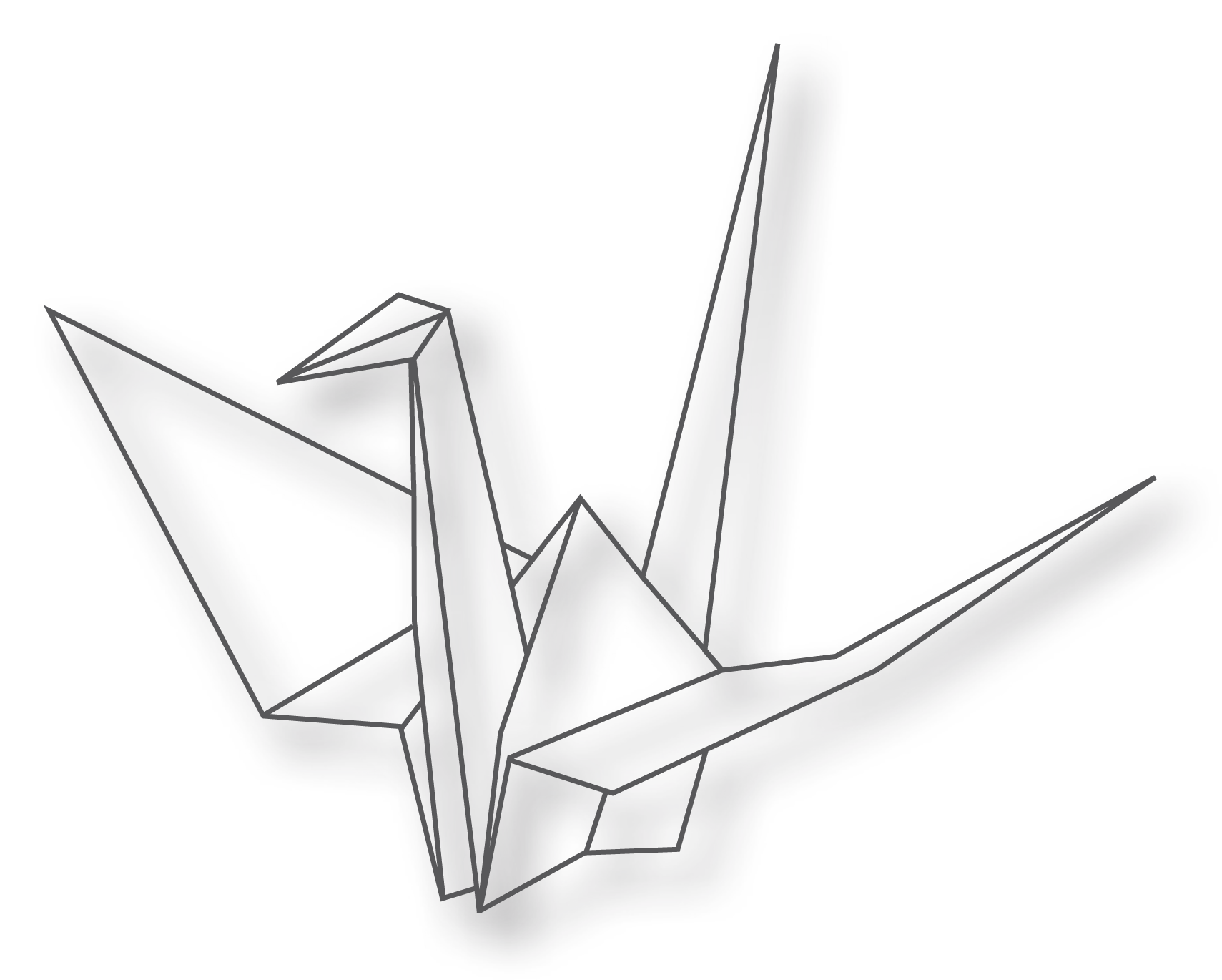 Paper Crane Shadow - Crane Paper Png (1709x1370), Png Download