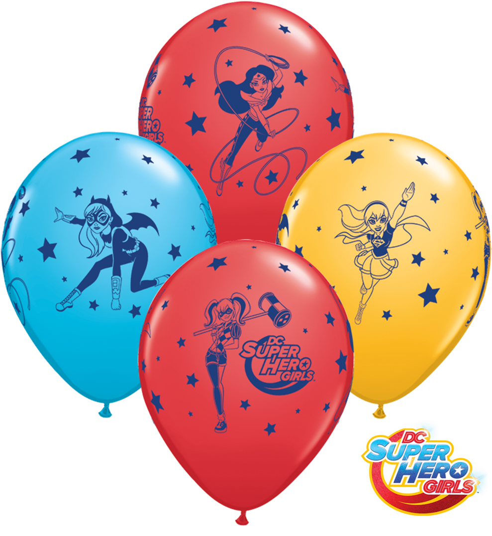 11" Dc Super Hero Girls Stars Latex Balloons - Dc Superheroes Girls Balloon (1063x1075), Png Download
