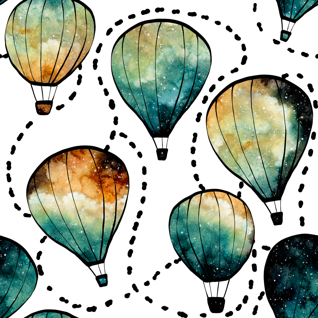 Hand Drawn Cartoon Hot Air Balloon Background Illustration - Balloon (1024x1024), Png Download