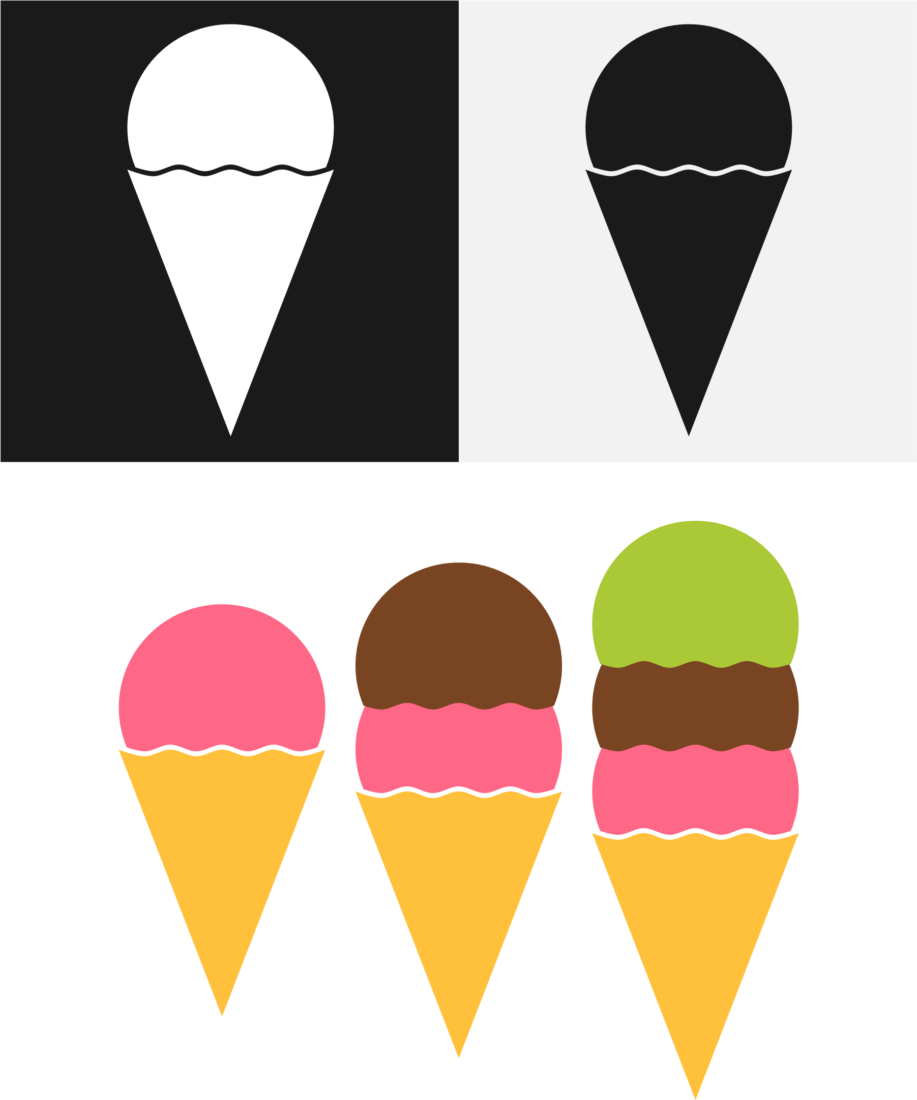 Big Image - Ice Cream Cone Minimalist (2400x2400), Png Download
