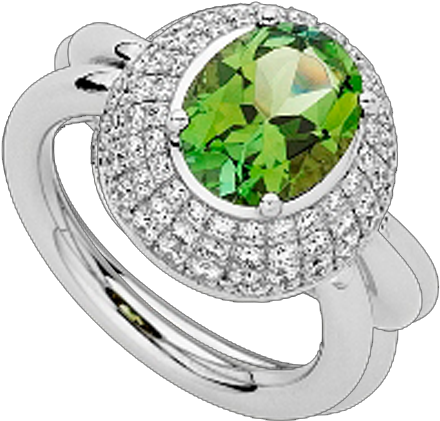 Green Tourmaline & Diamond Ring C946 - Pre-engagement Ring (500x500), Png Download