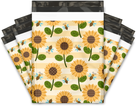 Sunflowers And Bumble Bees Designer Poly Mailers Shipping - 10x13 Designer Poly Mailers Shipping Envelopes Premium (480x480), Png Download