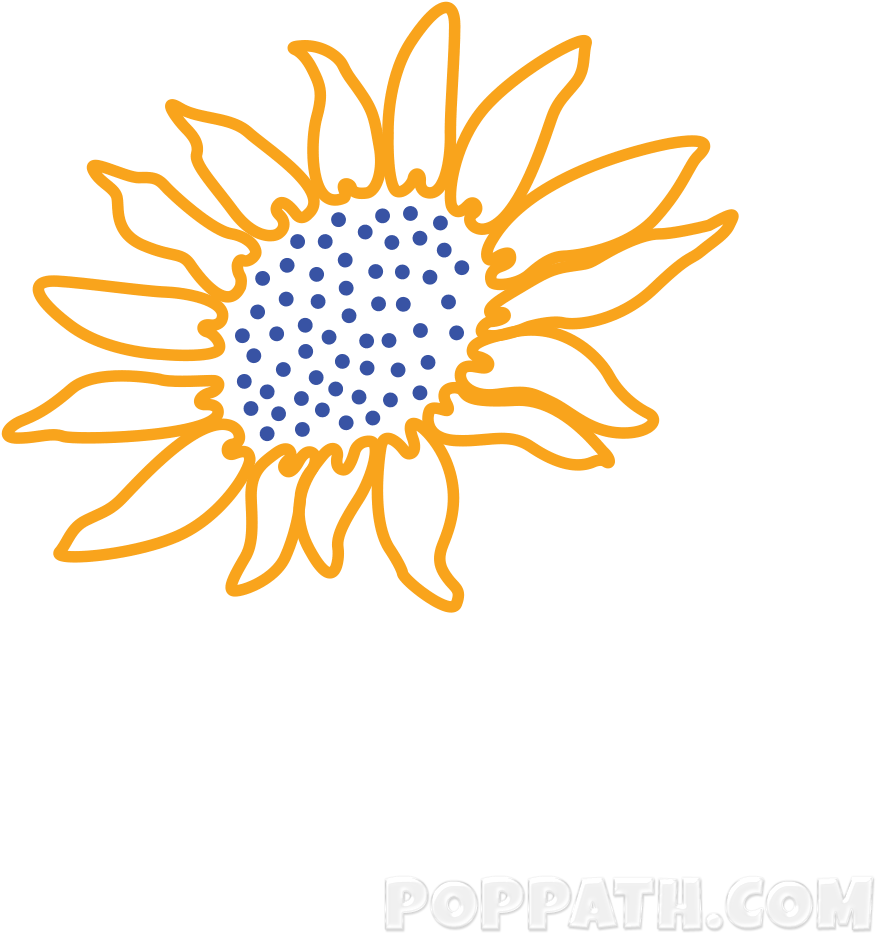 Use The Outline Of The Shape As A Guideline For Drawing - Sunflower Drawing (1000x1000), Png Download