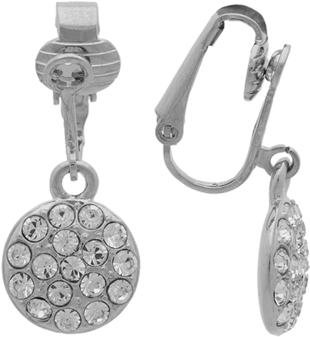 Silver Pave Button Drop Clip On - Silver (500x500), Png Download