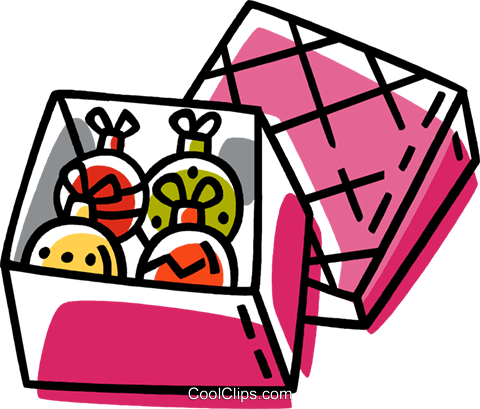 Box Of Christmas Decorations Royalty Free Vector Clip (480x409), Png Download